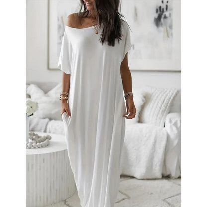 Women's Casual Batwing Sleeve Comfy Dress - with Pockets