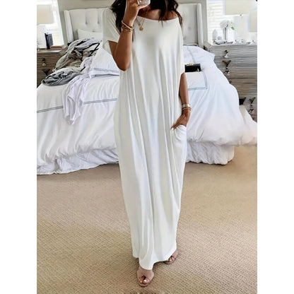 Women's Casual Batwing Sleeve Comfy Dress - with Pockets