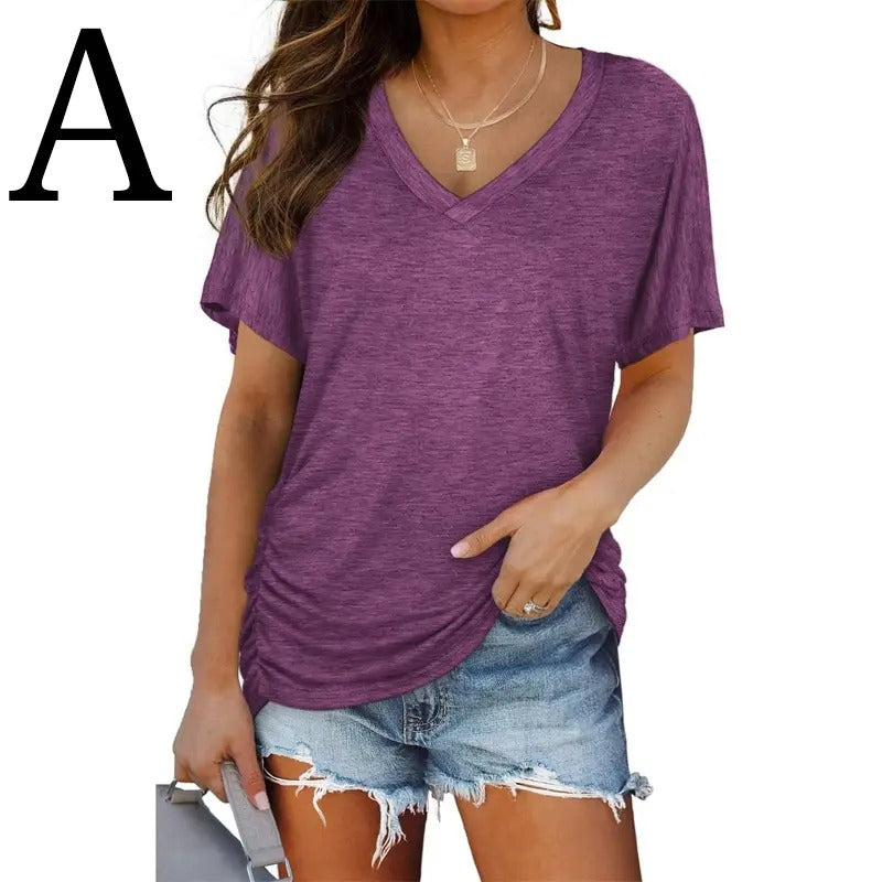 ⚡️ Summer sale: 80% OFF 🔥V Neck Dolman Tops with Side Shirring