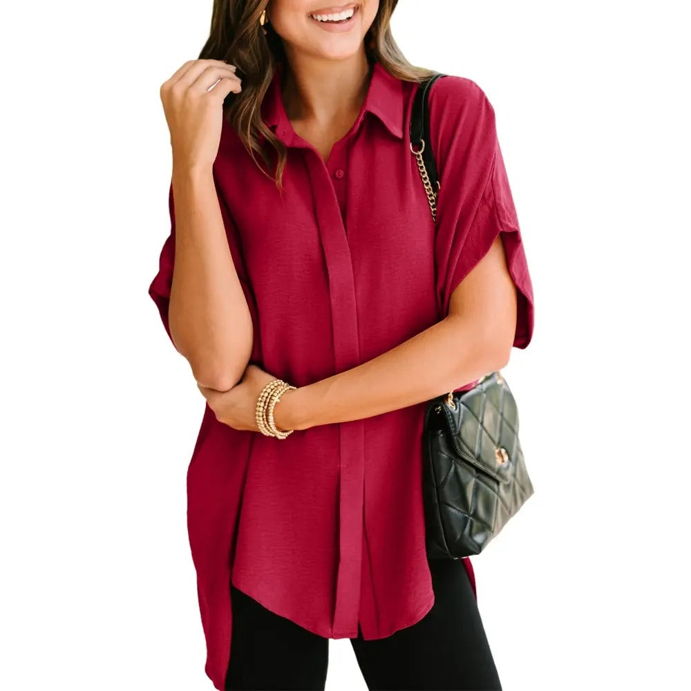 ⚡️Ends Today: 80% OFF! 🔥Women's Casual V Neck Button Down Blouse