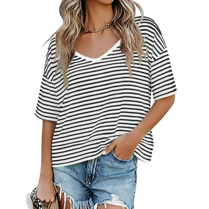Women's V Neck Summer T Shirt Casual Flowy Top