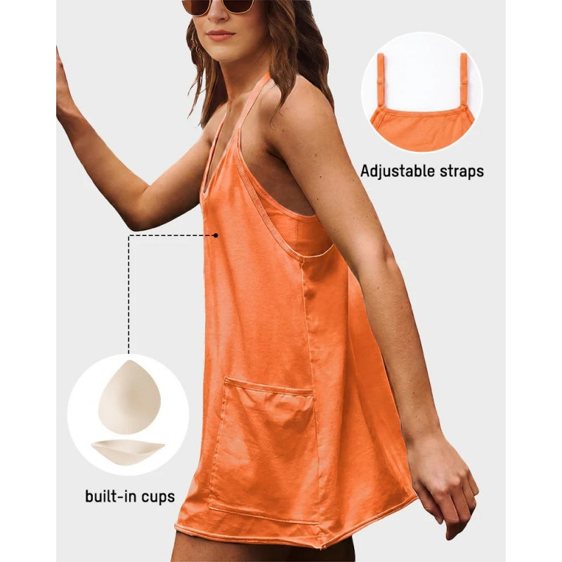 Lounge Dress with Built-In Shorts & Pockets