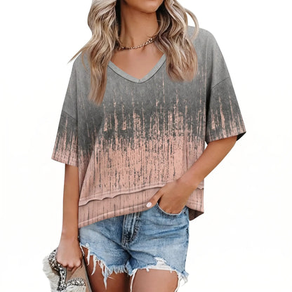 Women's V Neck Summer T Shirt Casual Flowy Top