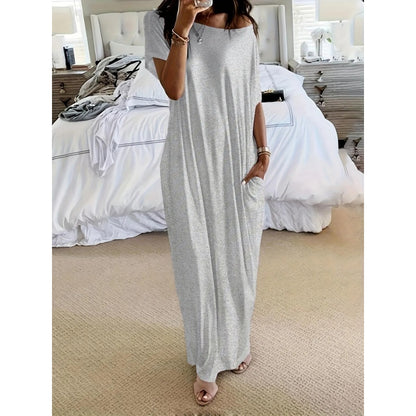 Women's Casual Batwing Sleeve Comfy Dress - with Pockets