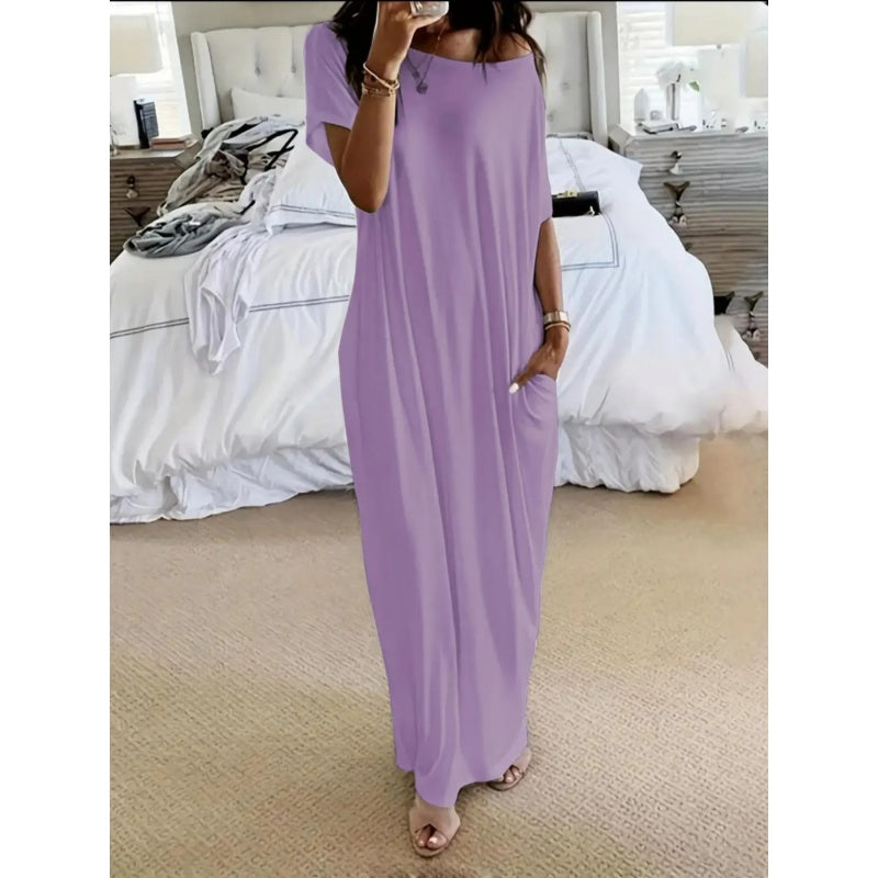 Women's Casual Batwing Sleeve Comfy Dress - with Pockets