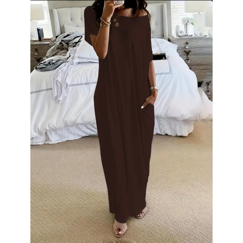 Women's Casual Batwing Sleeve Comfy Dress - with Pockets